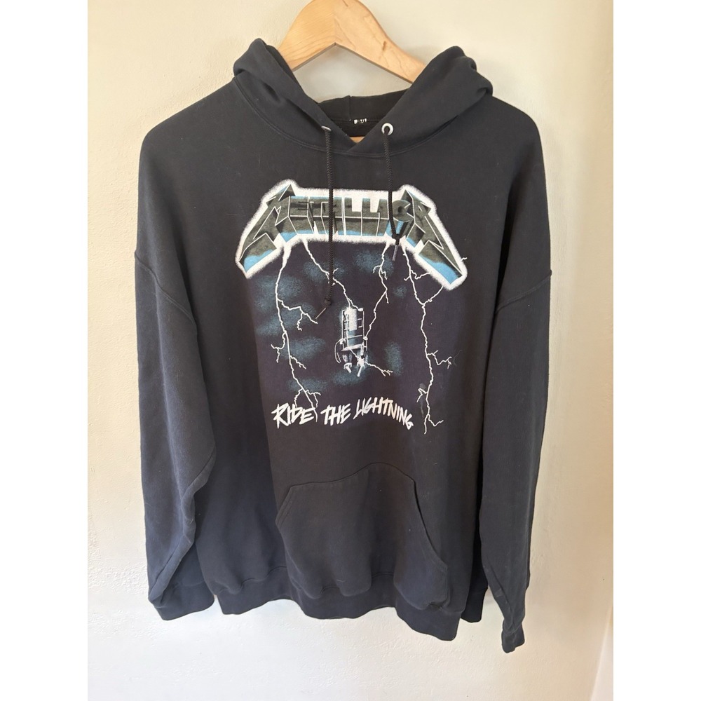 Metallica Ride The Lightning Hoodie Black Double Sided Graphic Pullover XL
